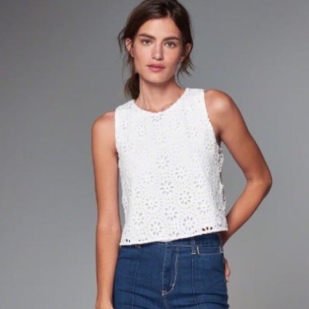 Abercrombie Lace Crochet eyelet BLACK/NAVY top